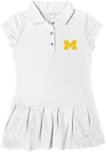 Michigan Wolverines Toddler Girls White Caroline Short Sleeve Dress