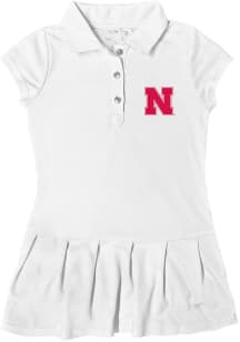 Nebraska Cornhuskers Toddler Girls White Caroline Short Sleeve Dress