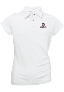 UConn Huskies Youth White Brighton Short Sleeve Polo Shirt