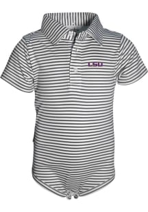 LSU Tigers Baby Charcoal Carson Short Sleeve One Piece Polo