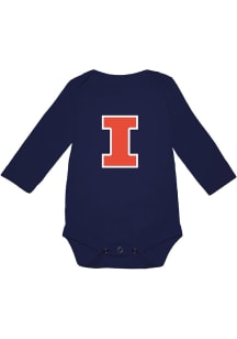 Illinois Fighting Illini Baby Navy Blue Ollie Long Sleeve One Piece