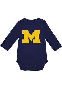 Michigan Wolverines Baby Blue Ollie Long Sleeve One Piece