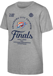 Oklahoma City Thunder Youth Grey 2025 Conference Champion Locker Room Short Sleeve T-Shirt