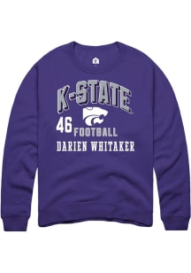 Darien Whitaker K-State Wildcats Mens Purple Football NIL Arch Logo Player Crew