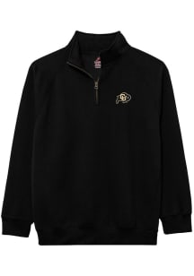 League Colorado Buffaloes Mens Black Essentials Embroidery Long Sleeve Qtr Zip Pullover