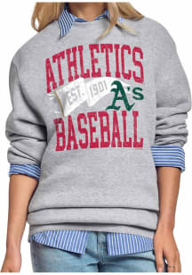 Starter Oakland Athletics Womens Grey Pennant Crew Sweatshirt