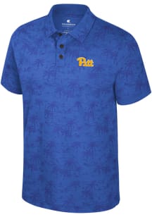 Colosseum Pitt Panthers Mens Blue Fremen Palm Short Sleeve Polo