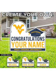 West Virginia Mountaineers Personalized Congratulations Grad Yard Sign - White