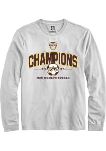 Summit Sportswear Western Michigan Broncos White 2025 MAC Soccer Champions Long Sleeve T Shirt
