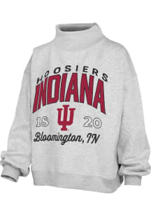 Pressbox Indiana Hoosiers Womens Ash Lingo Mock Neck Crew Sweatshirt