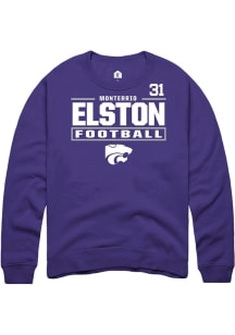 Monterrio Elston K-State Wildcats Mens Purple Football NIL Stacked Box Player Crew