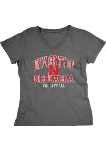 Blue 84 Nebraska Cornhuskers Womens Black Volleyball Bold Short Sleeve T-Shirt