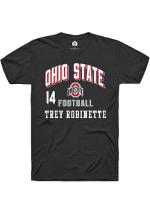 Trey Robinette Ohio State Buckeyes Black Football NIL Arch Logo Short Sleeve Player T Shirt