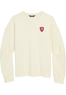 Vineyard Vines Harvard Crimson Womens Cream Surf Terry Crew Crew Sweatshirt