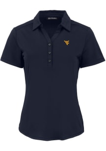Cutter and Buck West Virginia Mountaineers Womens Navy Blue Forge Eco Polo Short Sleeve Polo Shirt