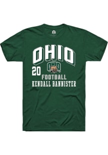 Kendall Bannister Ohio Bobcats Green Football NIL Arch Logo Short Sleeve Player T Shirt