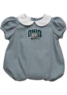 Vive La Fete Ohio Bobcats Baby Green Gingham Collar Short Sleeve One Piece