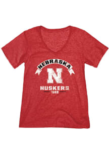 Blue 84 Nebraska Cornhuskers Womens Red Second Rate Short Sleeve T-Shirt