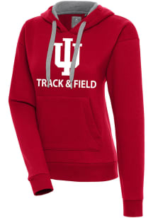 Antigua Indiana Hoosiers Womens Red Track & Field Victory Hooded Sweatshirt
