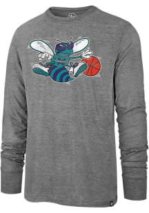 47 Charlotte Hornets Grey Heather Imprint Match Long Sleeve Fashion T Shirt