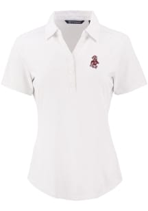 Cutter and Buck West Virginia Mountaineers Womens White Vault Forge Eco Polo Short Sleeve Polo Shi..