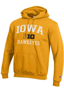 Champion Iowa Hawkeyes Mens Gold Big Ten Powerblend Long Sleeve Hoodie