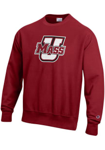 Champion Massachusetts Minutemen Mens Maroon Reverse Weave Long Sleeve Crew Sweatshirt
