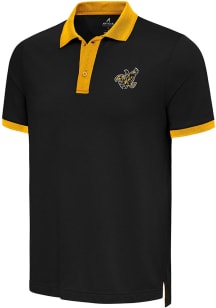Antigua Iowa Hawkeyes Mens Black Noble Colorblock Short Sleeve Polo