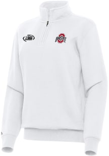 Antigua Ohio State Buckeyes Womens White 2025 Big Ten Football Championship Qtr Zip
