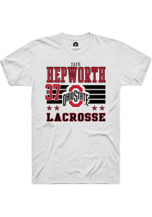 Zach Hepworth Ohio State Buckeyes White NIL Striped Short Sleeve Player T Shirt