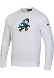Under Armour Notre Dame Fighting Irish Mens White Football Leprechaun Chenille Patch Rival Long Sl..
