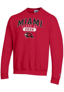 Champion Miami RedHawks Mens Red Class of 2026 Powerblend Long Sleeve Crew Sweatshirt