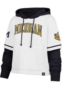 47 Michigan Wolverines Womens White Shortstop Hooded Sweatshirt