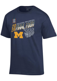 Champion Michigan Wolverines Navy Blue MBB Final Four 2026 Jersey Short Sleeve T Shirt