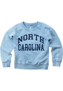 Wes and Willy North Carolina Tar Heels Youth Light Blue Arch Wordmark Long Sleeve Crew Sweatshirt