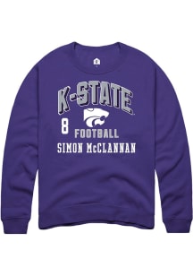 Simon McClannan K-State Wildcats Mens Purple Football NIL Arch Logo Player Crew