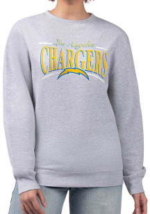 Starter Los Angeles Chargers Womens Grey Arch Stripe Crew Sweatshirt