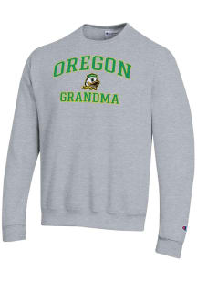 Champion Oregon Ducks Mens Grey Grandma Powerblend Long Sleeve Crew Sweatshirt