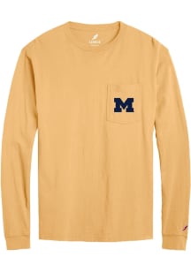 League Michigan Wolverines Maize Pocket Wordmark Long Sleeve T Shirt