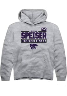 Jordan Speiser Rally K-State Wildcats Youth NIL Stacked Box Long Sleeve Player Hoodie Grey