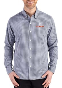 Cutter and Buck Illinois Fighting Illini Mens Navy Blue Skyline Long Sleeve Dress Shirt