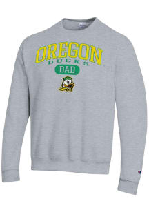Champion Oregon Ducks Mens Grey Dad Pill Powerblend Long Sleeve Crew Sweatshirt