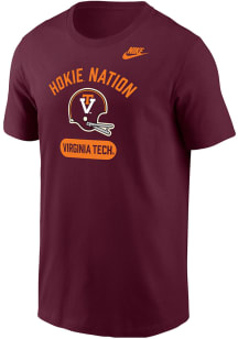 Nike Virginia Tech Hokies Maroon Football Football Helmet Core Short Sleeve T Shirt