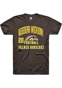 Palmer Domschke Western Michigan Broncos Brown Football NIL Arch Logo Short Sleeve Player T Shirt