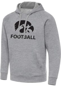 Antigua Iowa Hawkeyes Mens Grey Heather Football Victory Long Sleeve Hoodie