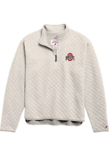 Ohio State Buckeyes Womens Ivory Highland Quilted Qtr Zip