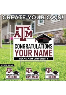 Texas A&M Aggies Personalized Congratulations Grad Yard Sign - White
