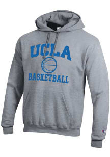 Champion UCLA Bruins Mens Grey Basketball Icon Powerblend Long Sleeve Hoodie