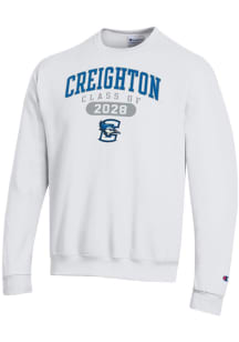 Champion Creighton Bluejays Mens White Class of 2028 Powerblend Long Sleeve Crew Sweatshirt