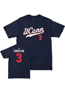 Kenji Christian UConn Huskies Navy Blue NIL Script Short Sleeve Player T Shirt